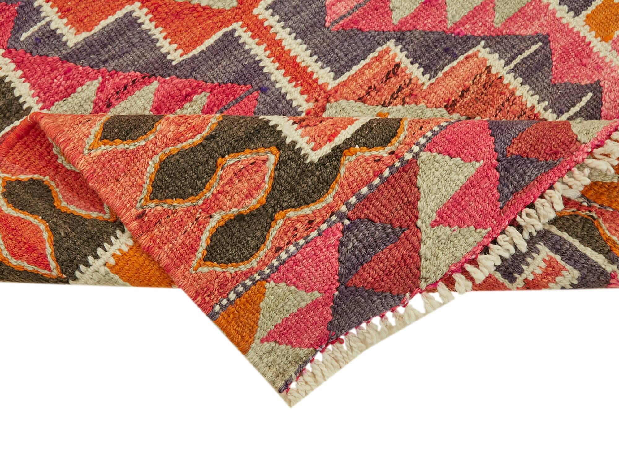 Turkish Handwoven Vintage Herki Kilim 94 cm x 346 cm