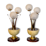 Pair of Art Deco, Alabaster and Murano Crystal lamps, Italy