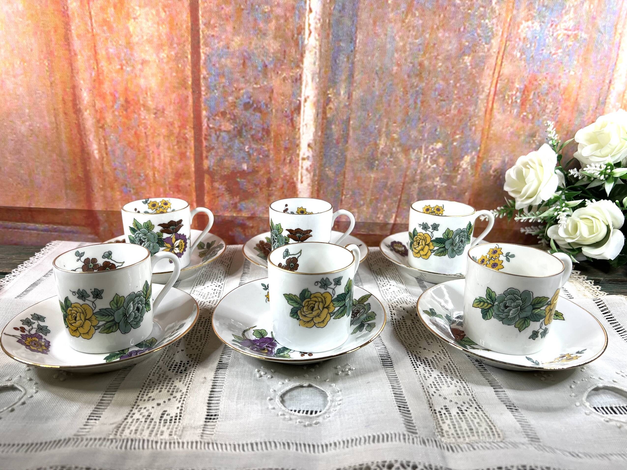 Lot de 6 tasses café Limoges Haviland Cathay