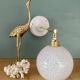 Applique globe vintage en verre de Clichy blanc