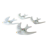Series of 4 ceramic wall swallows from the south of France 60s 70s