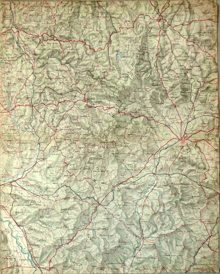 Carte ancienne région Autun Château Chinon