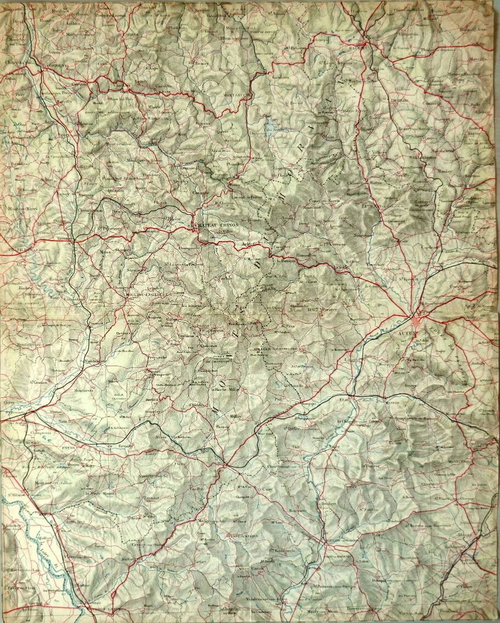 Old map of the Autun region Château Chinon
