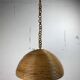 Midcentury pencil reed rattan bamboo pendant hanging lamp, Italy, 1970s