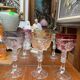 Set of 6 wine glasses. Solid colored crystal.