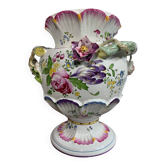 Large Porcelain Vase 19th Century - Samson - Floral Decoration, Pedestal