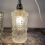 Vintage chiseled glass portable lamps