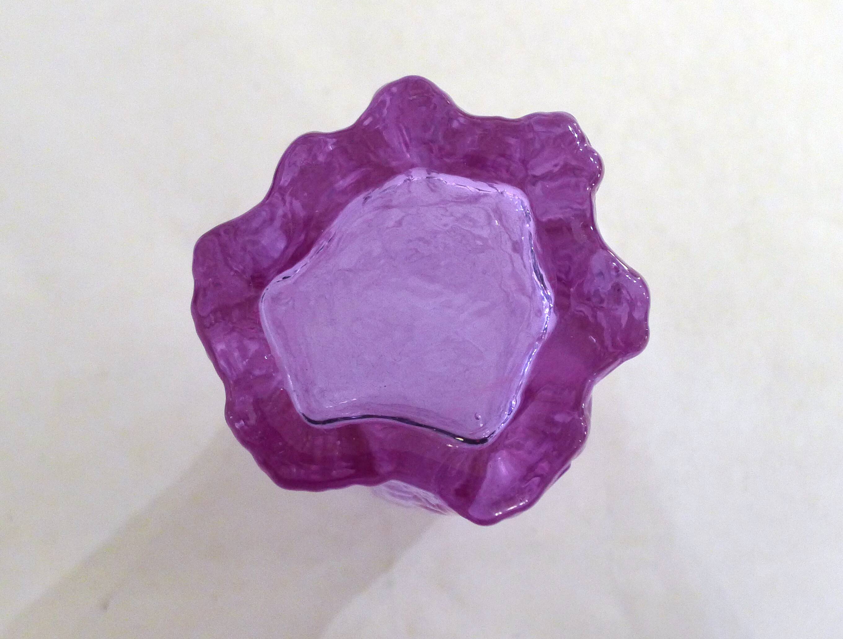 Mauve glass bark-patterned goblet vase, 1960s