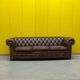 Chesterfield 3-seater sofa – Handmade brown leather