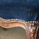 Adorable pair of 19th century low chairs. Wood and velvet fabric.