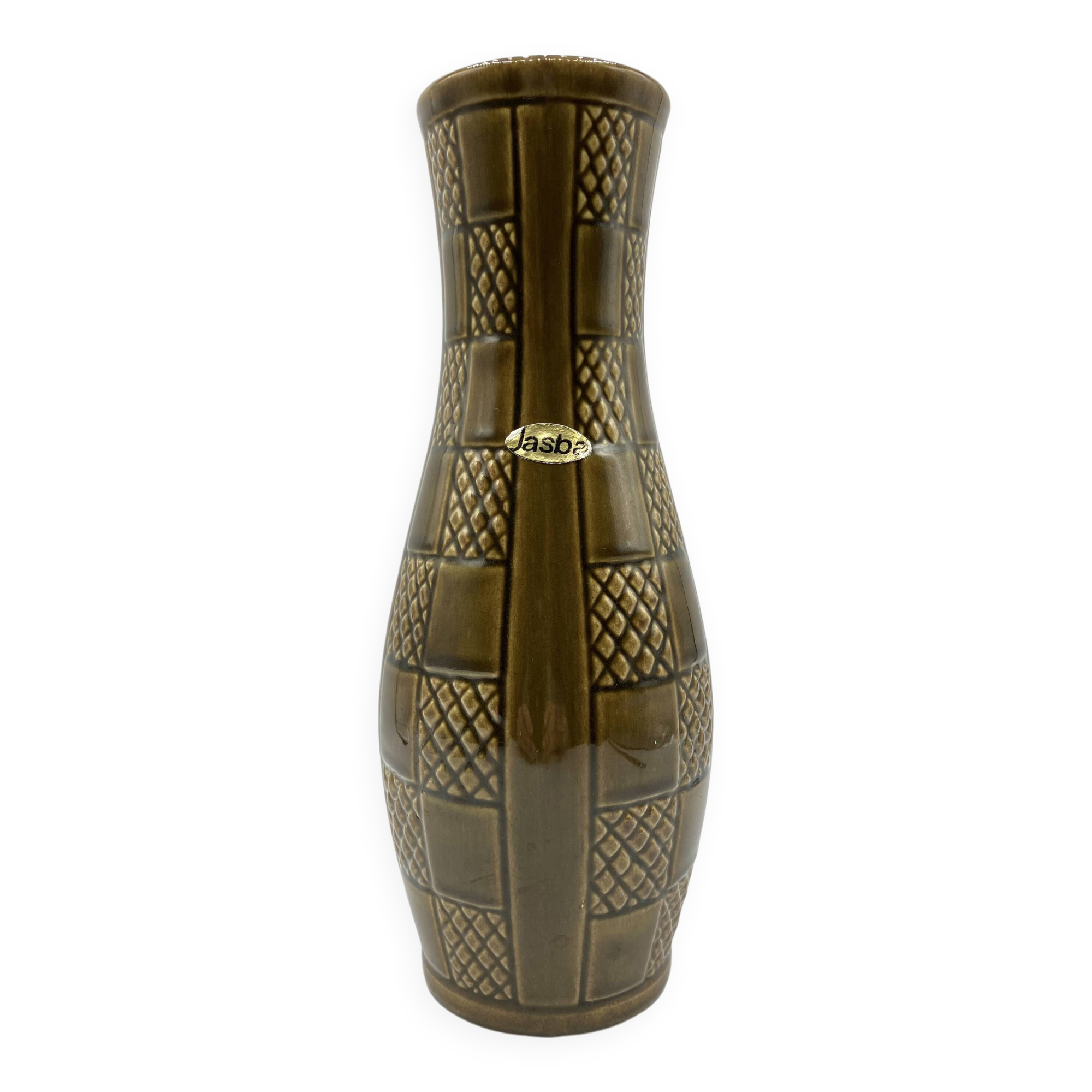 JASBA khaki glazed ceramic vase • West Germany • circa 1960