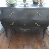 Black curved baroque chest of drawers Louis XV style