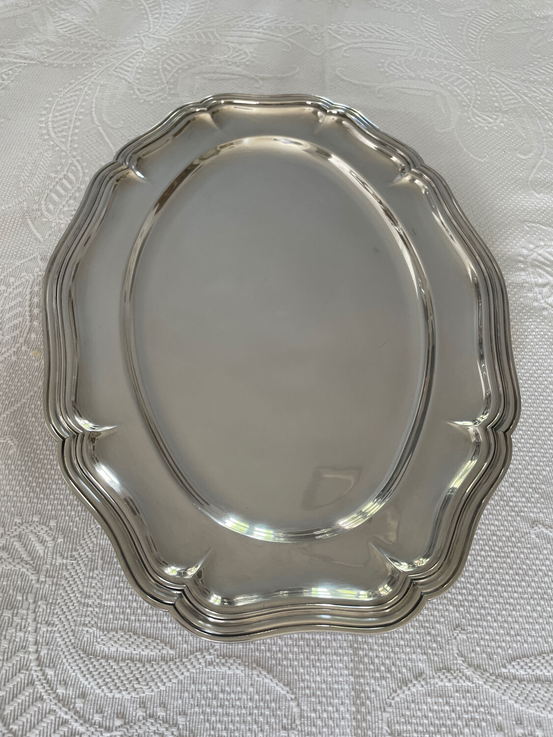 Large plate in silver metal goldsmith Orbrille 51 x 35 cm.