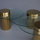 Polished Brass and Glass Low Tables. 2000s. Set of 3