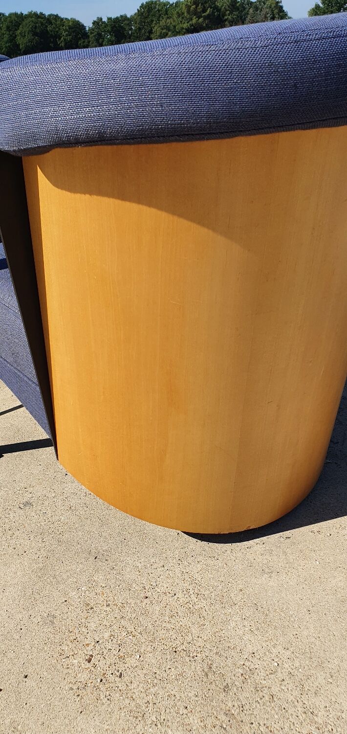 Set 2 - post modern cube lounge chair plywood - metal 1980s 1990s