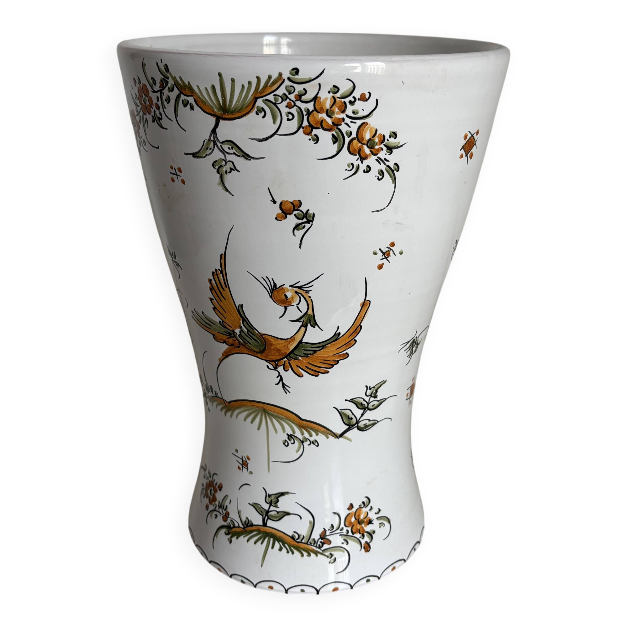 Vintage 1970 Moustiers ceramic faience vase - 26 cm