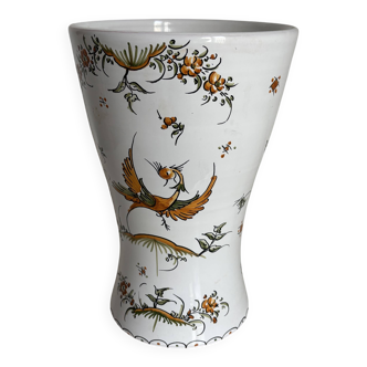 Vintage 1970 Moustiers ceramic faience vase - 26 cm