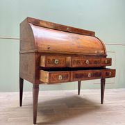 Cylinder Desk In Walnut Veneer From Louis XVI XVIII Eme Century