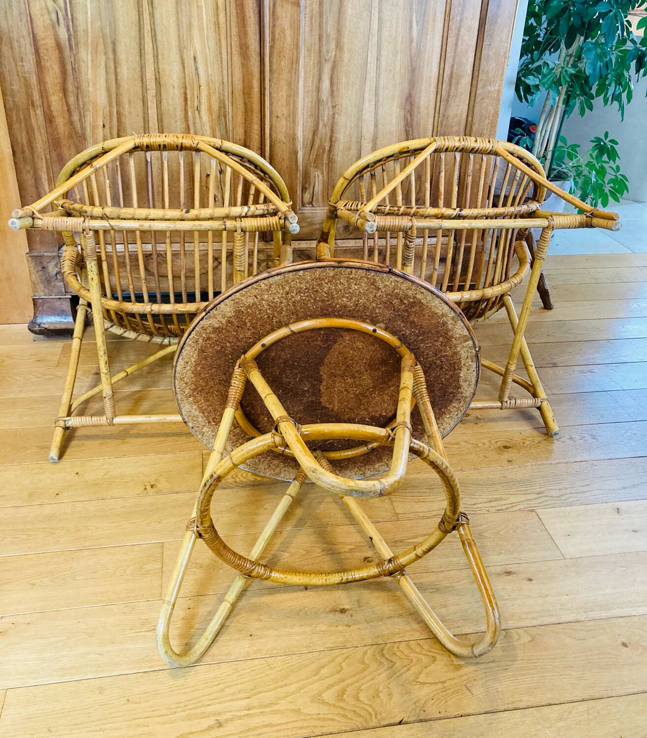 Mid-20th century rattan lounge for garden, terrace, veranda, etc.