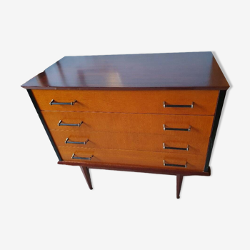 Commode 1960, bois, 4 tiroirs