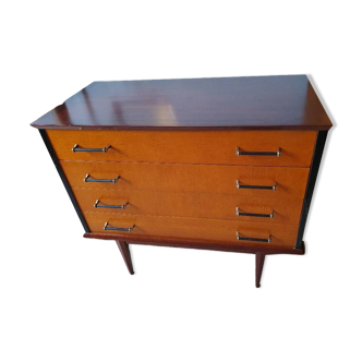 Commode 1960, bois, 4 tiroirs