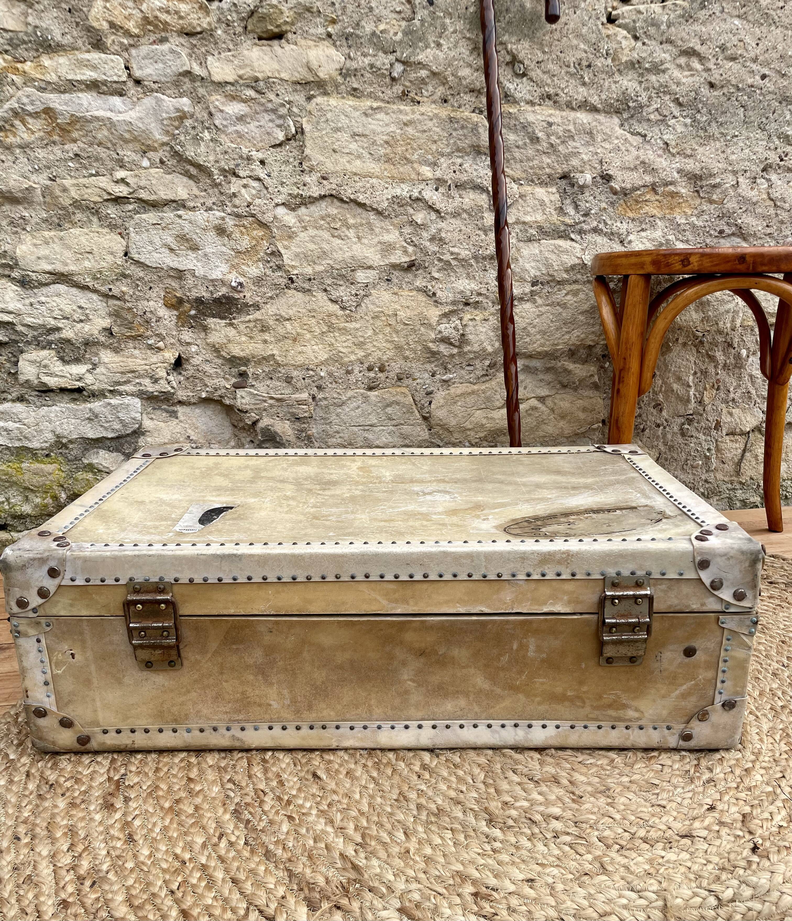 Old wood and leather suitcase