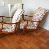 Four 1950s armchairs - wooden armrests