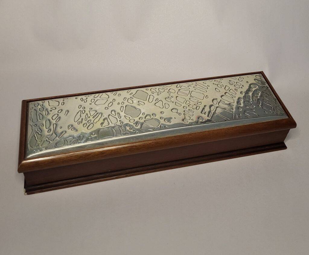 Italian Zeta Studio D'Arte Silver wooden Box w/ Sterling Silver Top