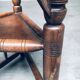 Brutalist Carved Oak Tripod Monk Chair, Sweden, 1930s