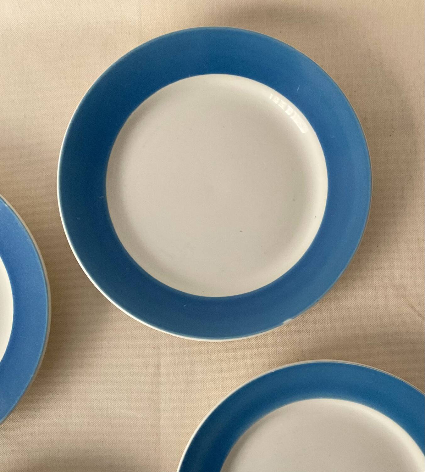 Set of 4 flat plates Luneville – white and blue earthenware