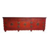 Grand buffet institutionnel chinois en laque rouge, intérieur intégral