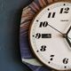 Vertical silent vintage wall pendulum clock "Trophy blue green golden"