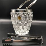Crystal ice bucket and tongs