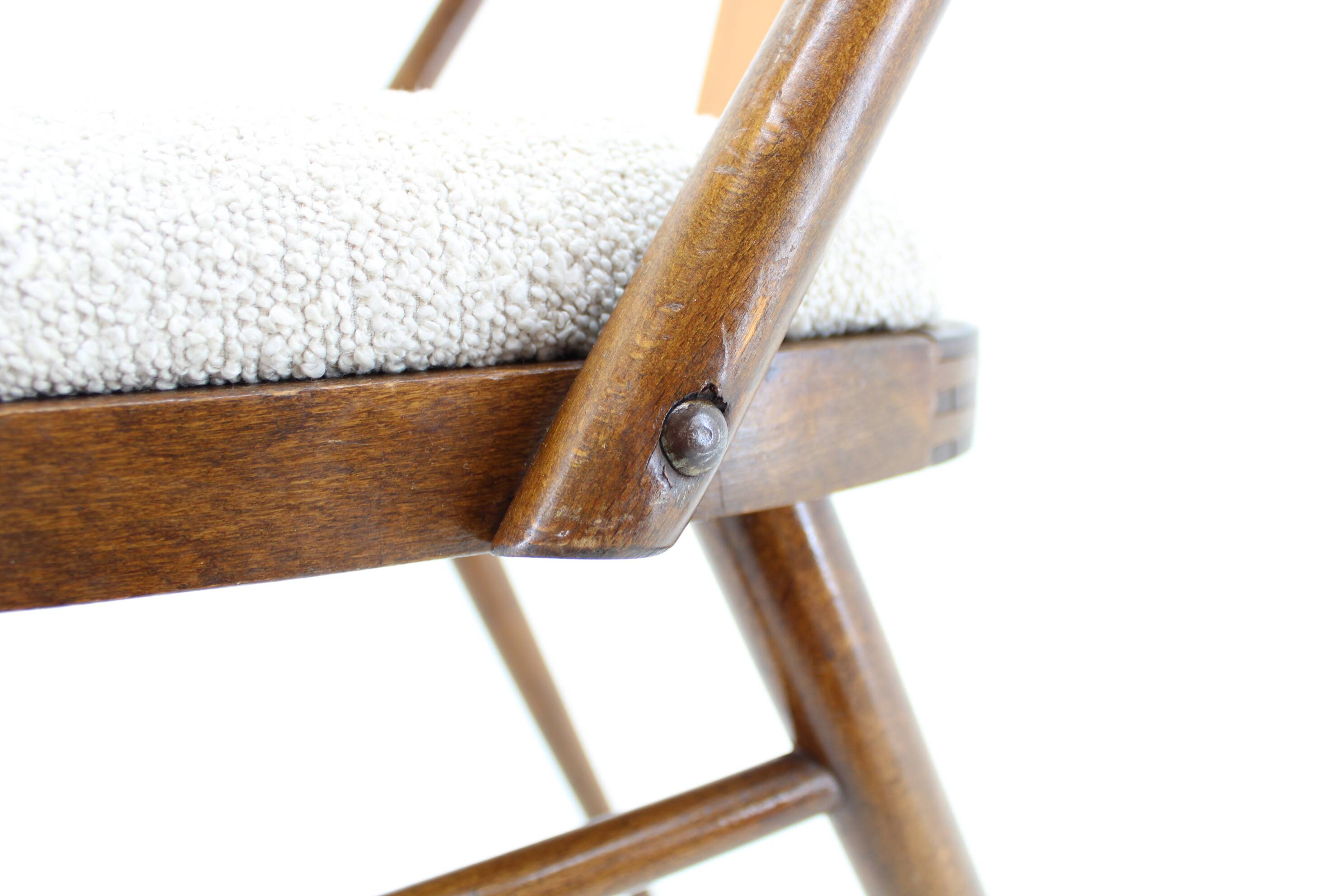 1950s Set of 4 Dining Chairs in Walnut Finish, Czechoslovakia