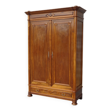 Large antique wardrobe in solid walnut