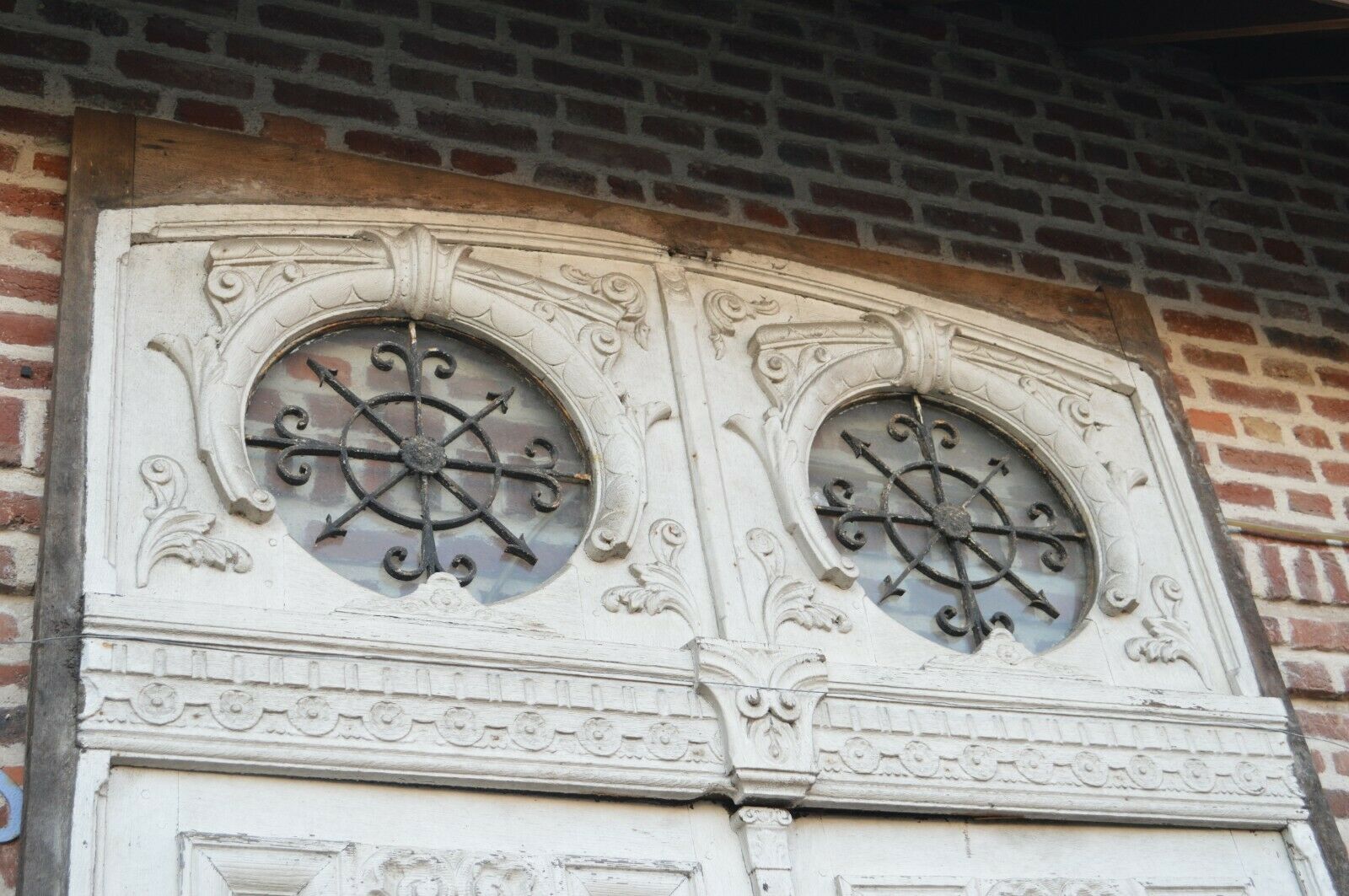 double oak entrance door with its frame