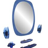 Cobalt blue bathroom set, attributed to Fontana Arte, 1970.