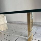 Glass and travertine coffee table from the 70s