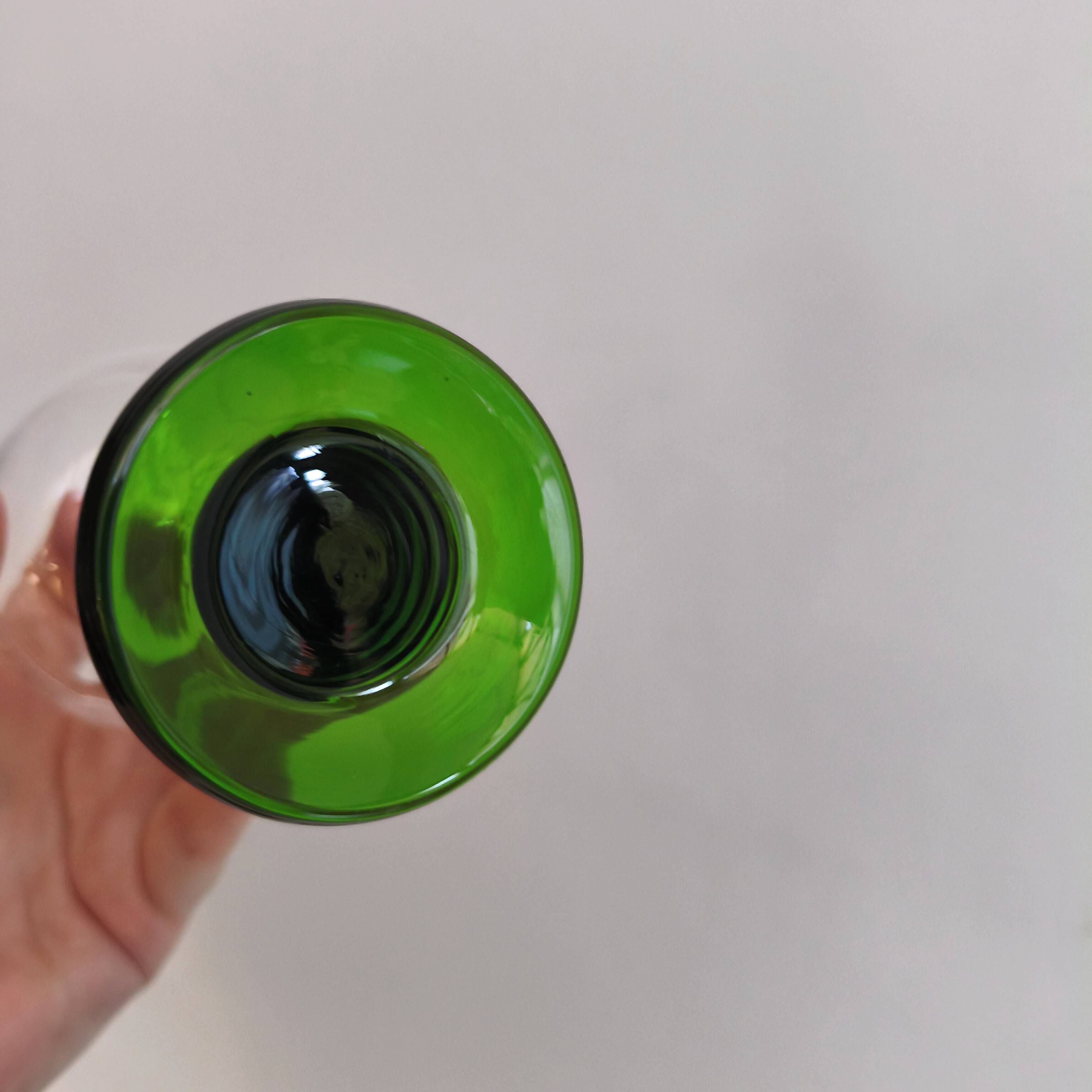 Green twisted stemmed Roemer glasses