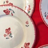 Plates Digoin Sarreguemines fleuries 19th century series Margaret pink flowers