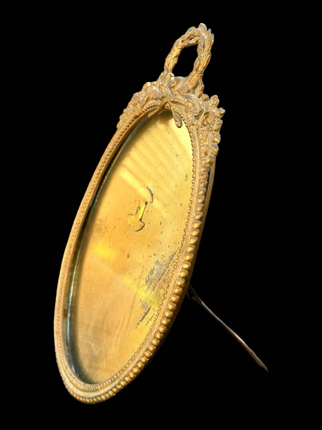 old photo frame, to stand, brass medallion, Louis XVI style, classic chic