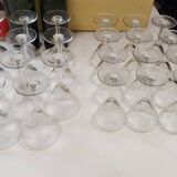 set of 23 champagne glasses or wine glasses in chiseled crystal.