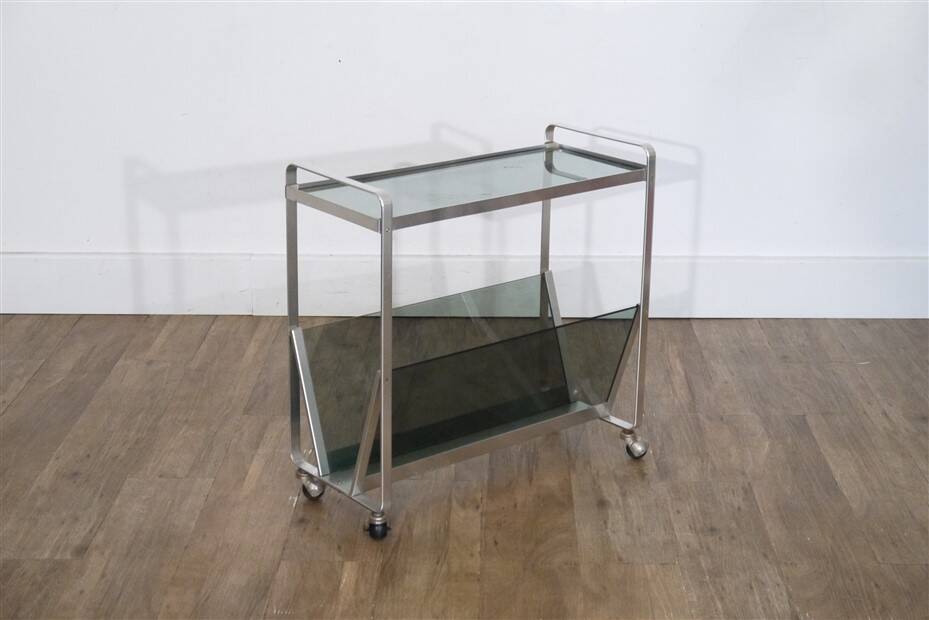 Aluminum and glass side table 1970