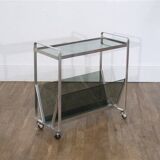 Table d'appoint en alu et verre 1970