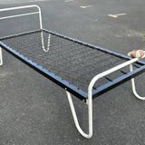 Lit internat, style Hitier, métal tubulaire, vintage, années 50