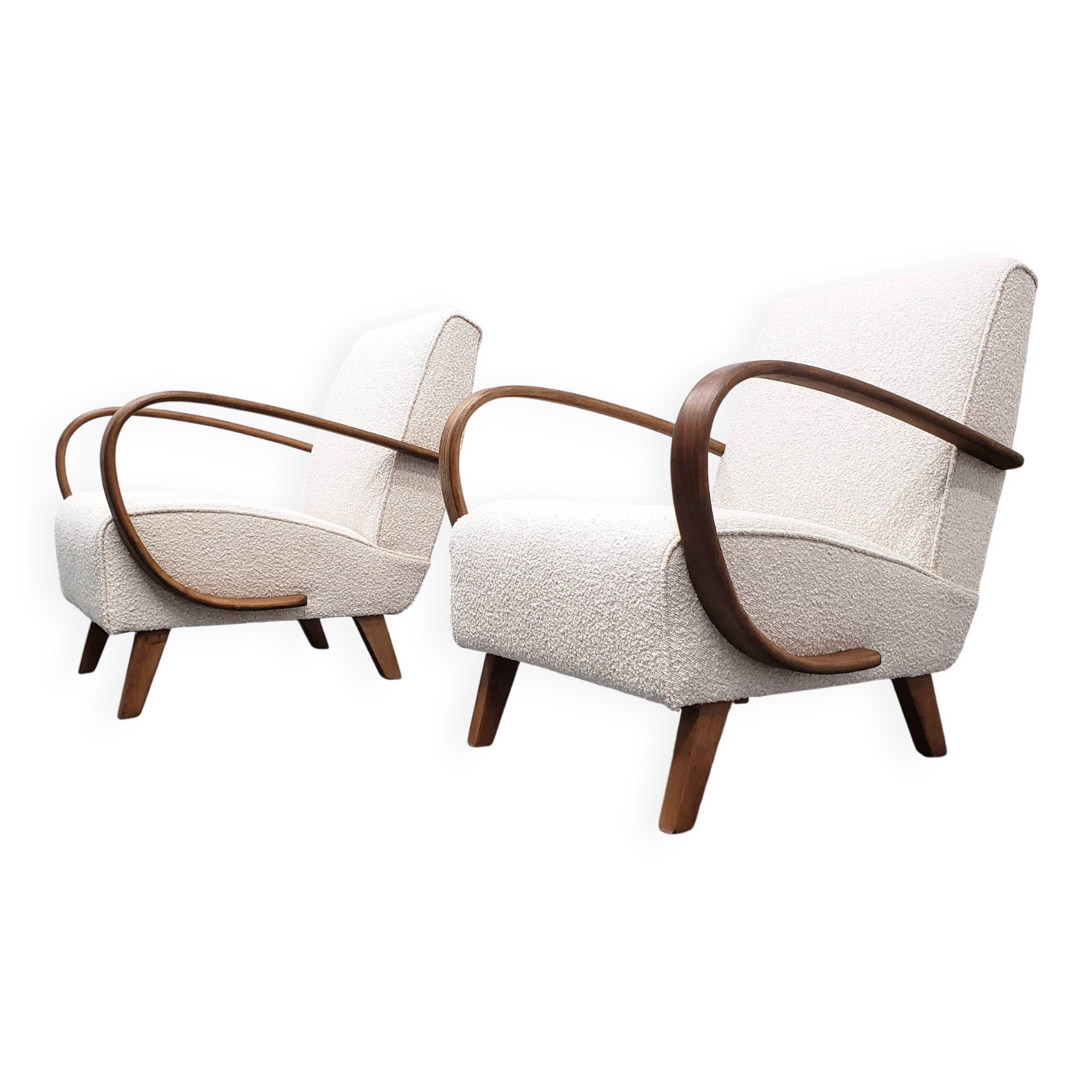 1930 Jindrich Halabala Bentwood Armchair in Ivory Premium Buckle