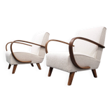 1930 Jindrich Halabala Bentwood Armchair in Ivory Premium Buckle