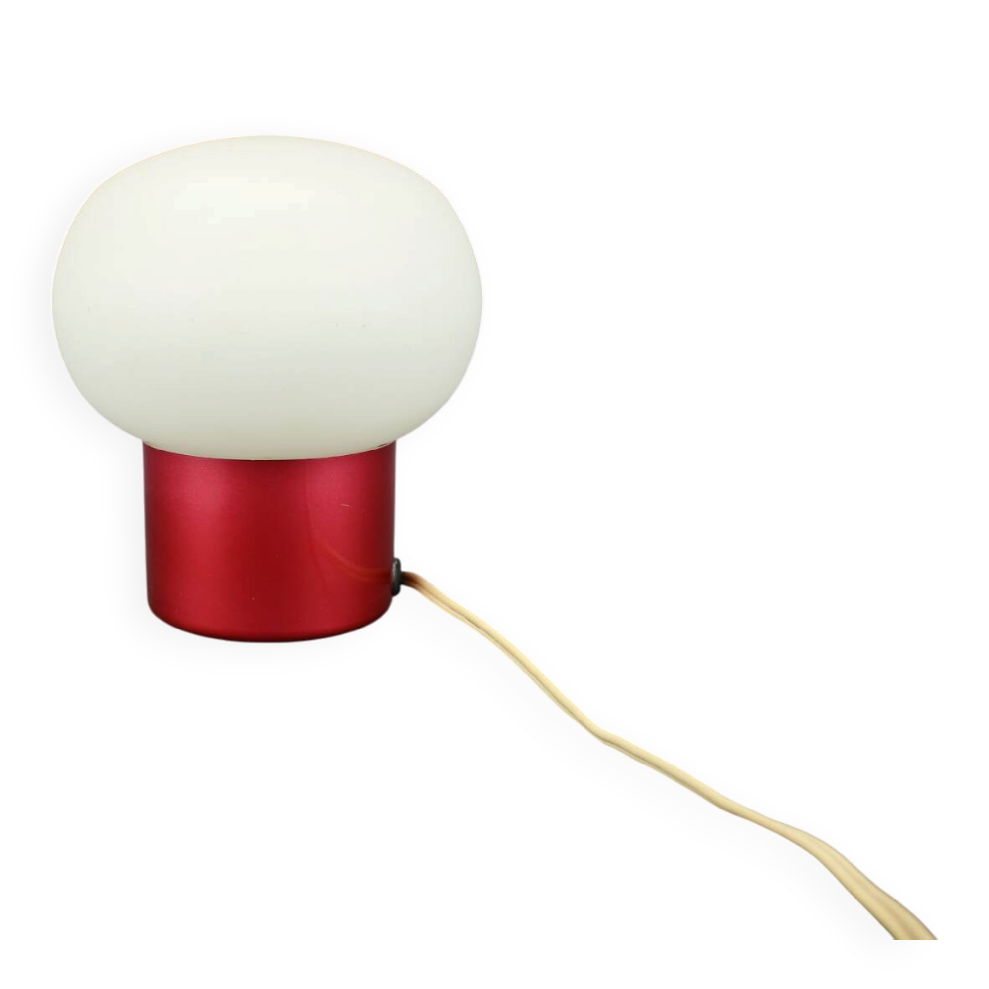 Burgundy Red opaline glass table lamp from the 1970s space age.