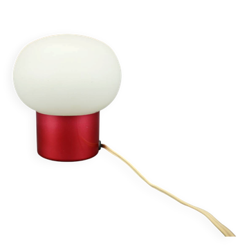 Burgundy Red opaline glass table lamp from the 1970s space age.