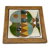 Céramique murale « poisson » signée Beauregard, 1960